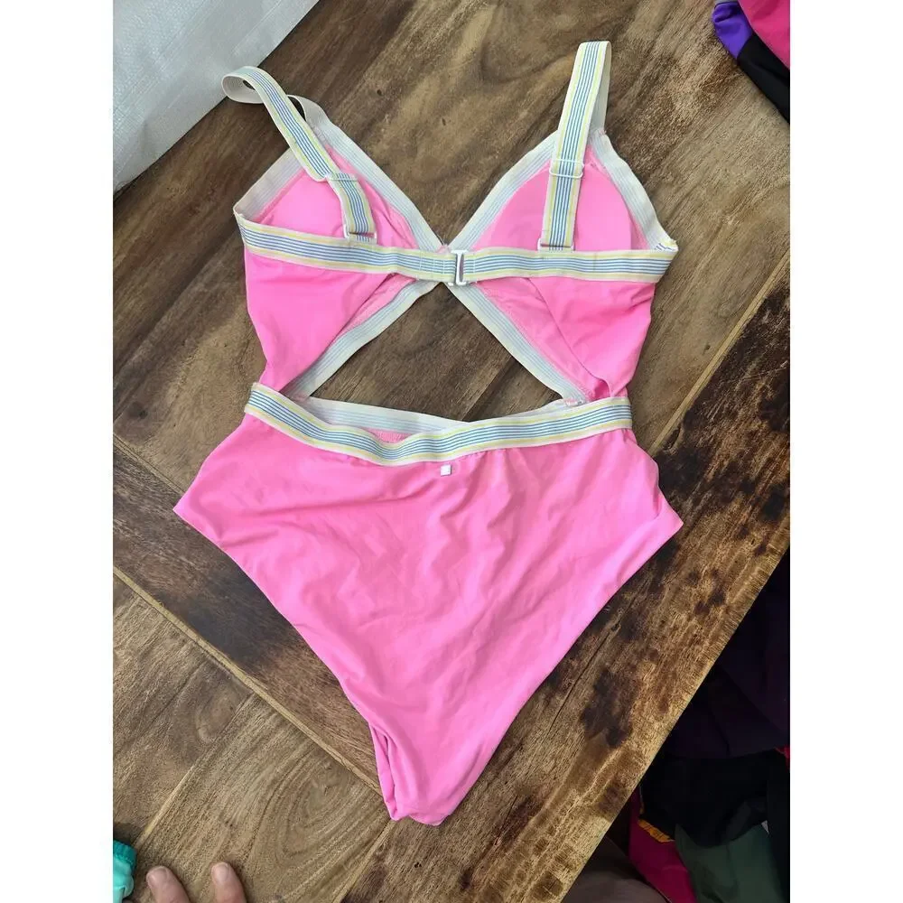 Dolce Vita Women's Pink Blue Blaire One Piece Swimsuit Size Medium